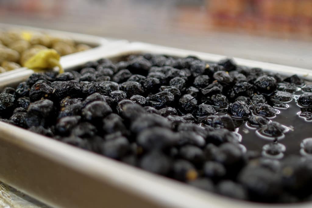 olives in a large tray